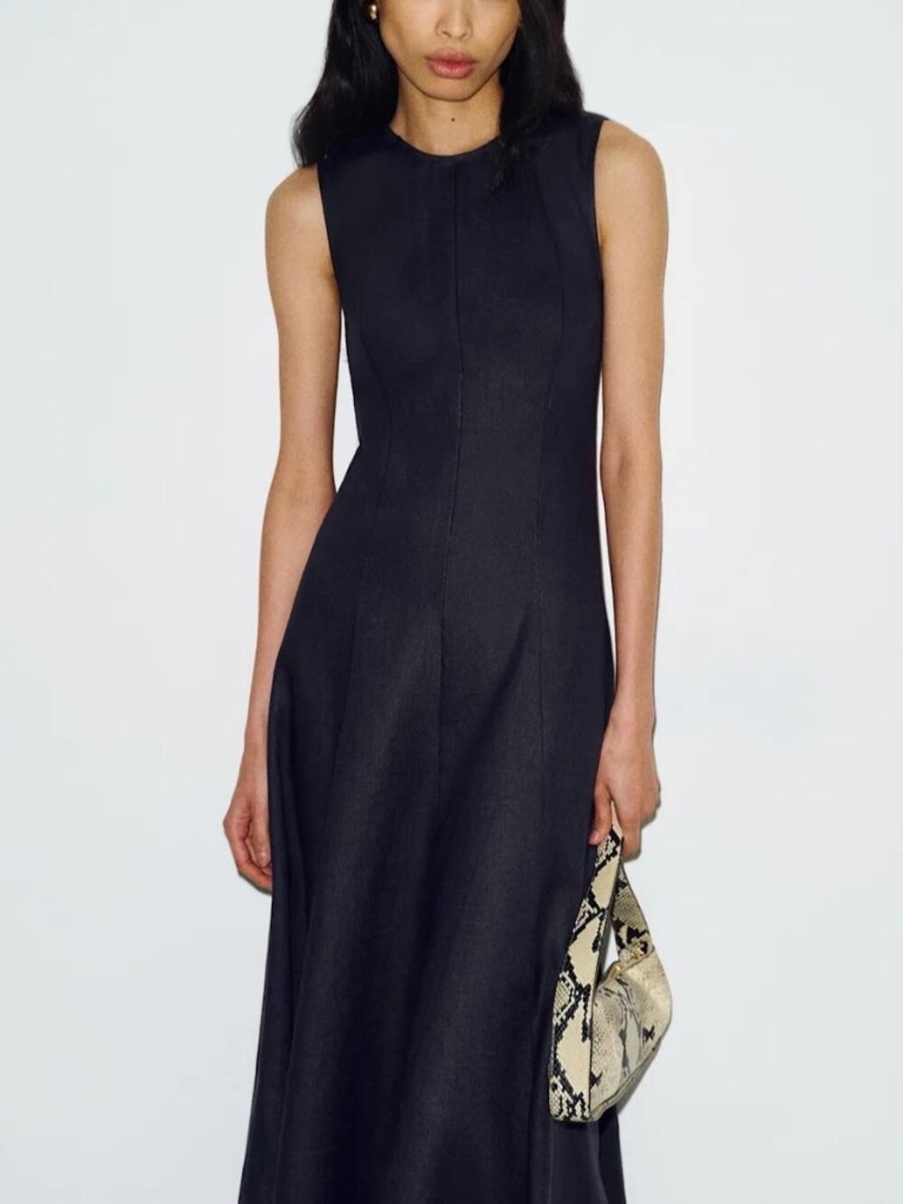 NEW Reformation Cecilia Linen Sleeveless Maxi Dress Black | US 4 UK 8